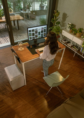 integrated standing desk setup in a high-performance home office system