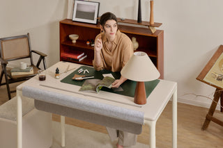 aesthetic standing desk setup in a high-performance home office