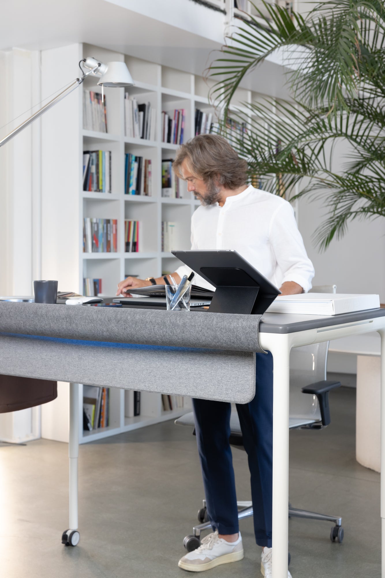 Man Working at Sit Stand Desk