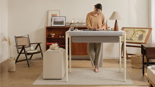 modern desk film set workspace
