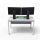 White tenon mini desk with two computer monitors on a white background