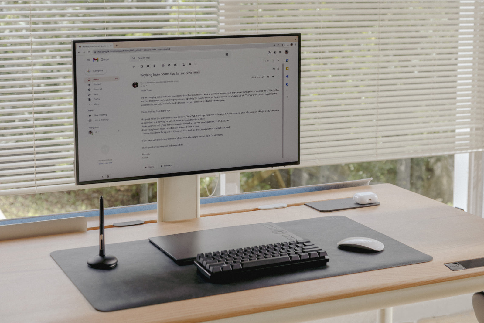 Computer Monitor on Adjustable Desk