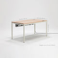 beflo Tenon Adjustable height desk with dimensions on a white background